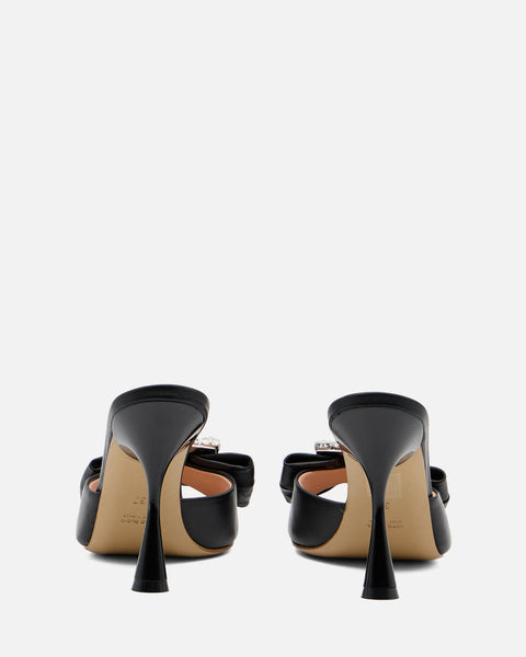 SANDALO CON TACCO E FASCIA GIOIELLO IN PELLE NERO RL530